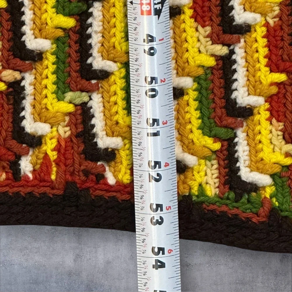 Vrg Crochet Afghan Blanket-Apache Tears Stitch-Chevron Zigzag Retro Fall 52